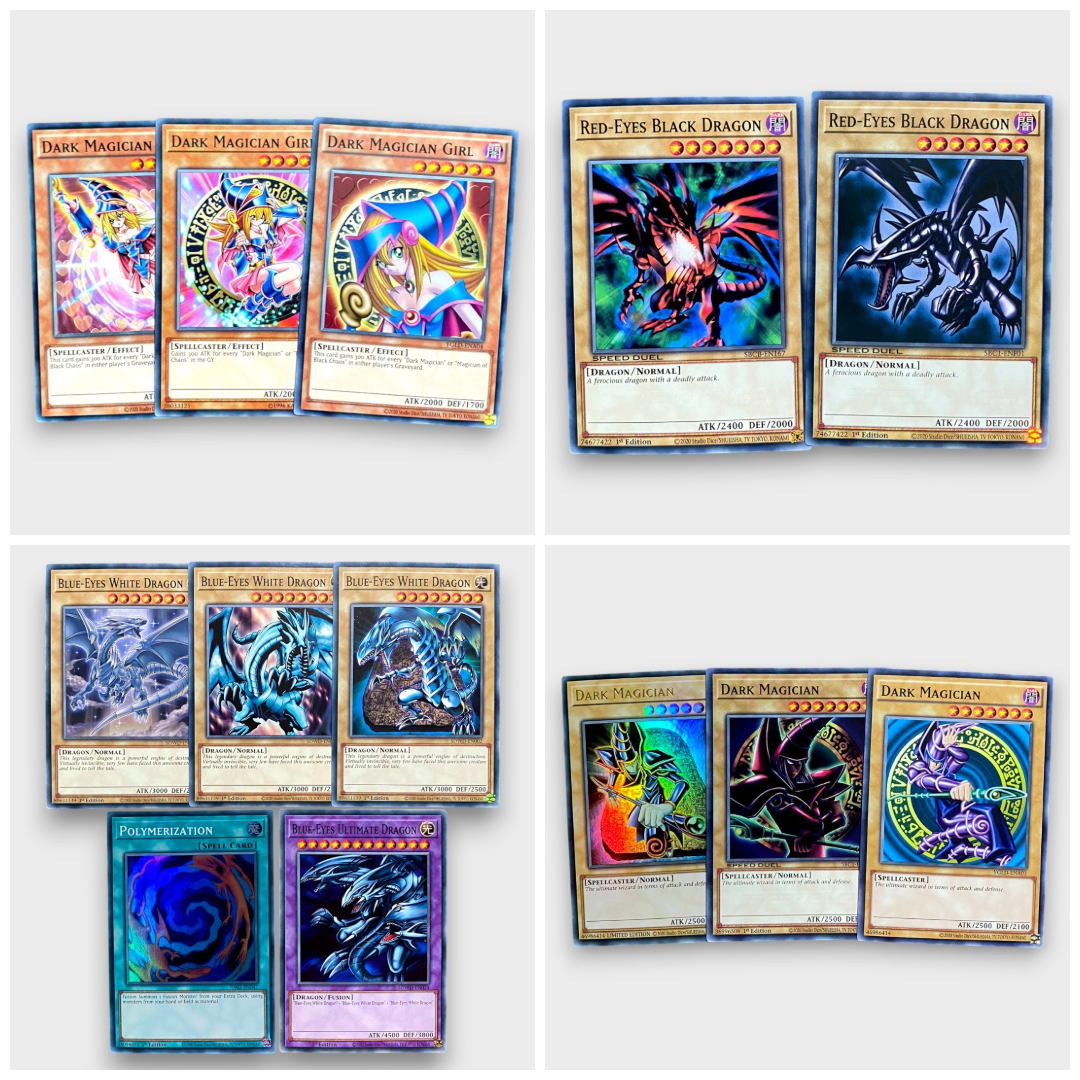 BLUE-EYES, RED-EYES, DARK MAGICIAN AND DARK MAGICIAN GIRL BUNDLE – Millennium Movez