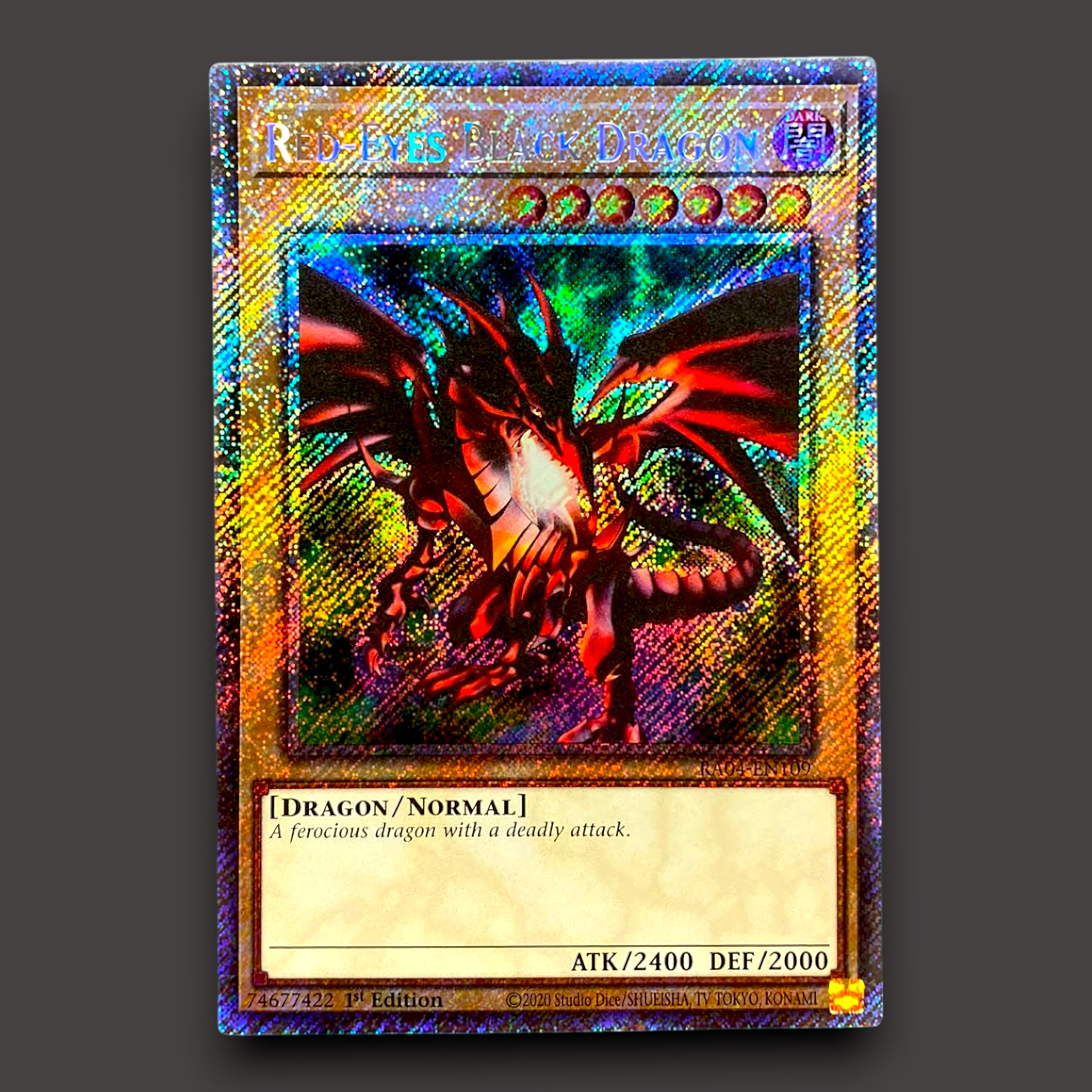 Red-Eyes Black Dragon Platinum Secret Rare alternate artwork Yu-Gi-Oh! card