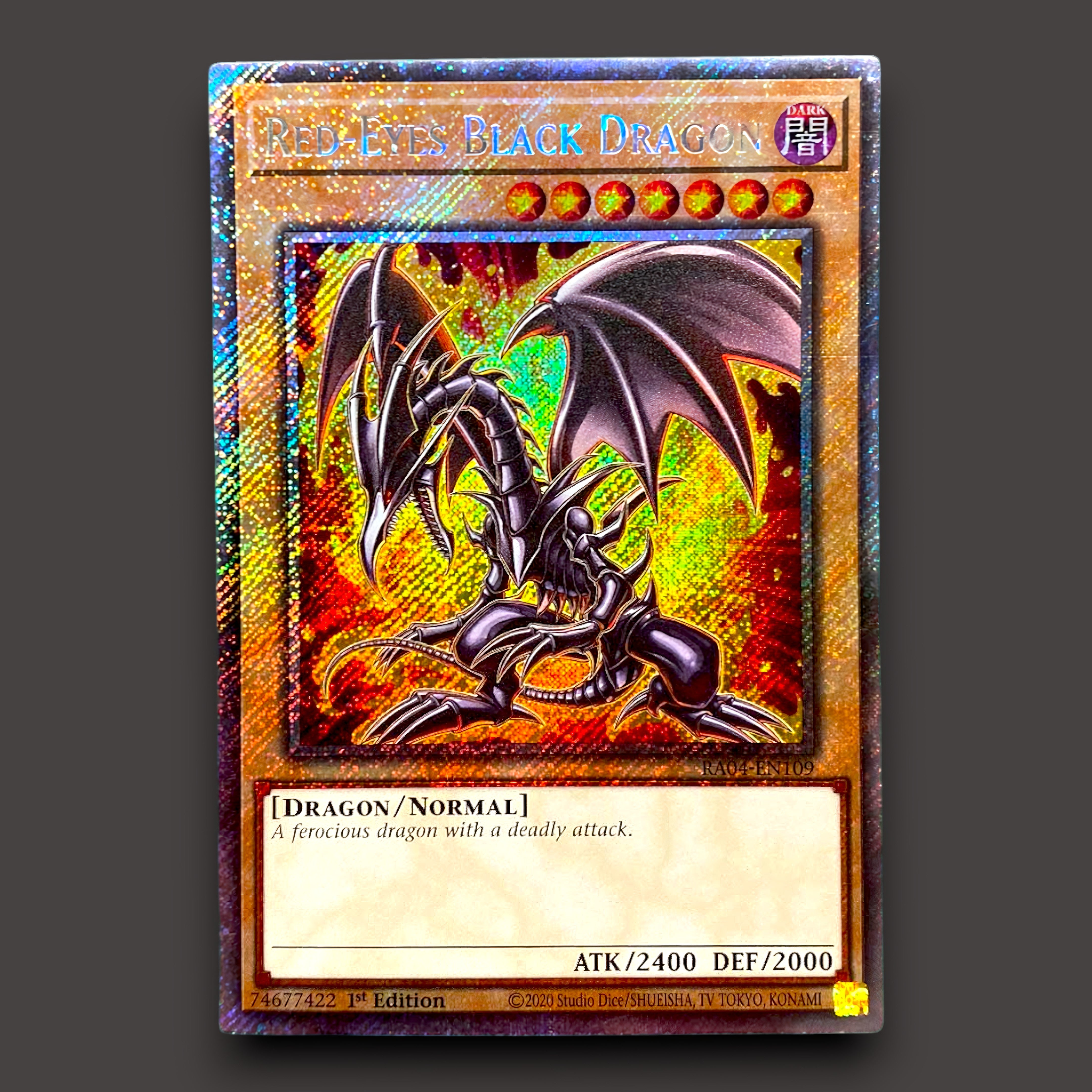 Red-Eyes Black Dragon Platinum Secret Rare alternate artwork Yu-Gi-Oh! card